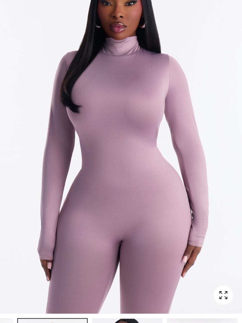Fashion Nova Contour Double Lined Mock Neck Capri Jumpsuit-Lavender